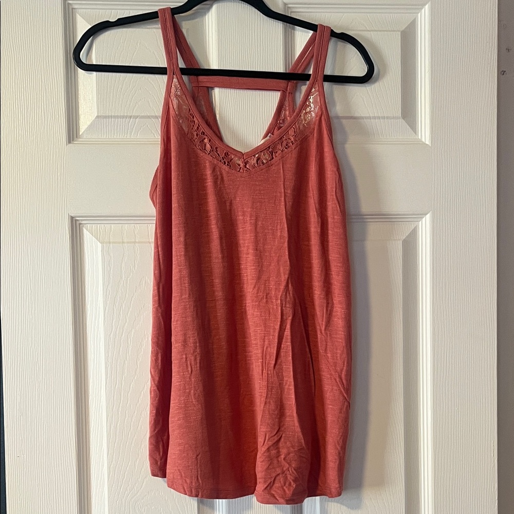 Hippie Rose Coral Lace Trim Tank Top